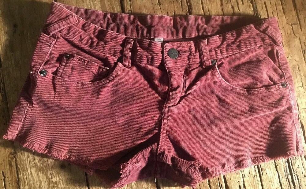RVCA Brugundy Cord Womens Mini Shorts Size 25 Mint Condition